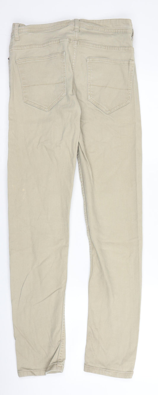 Primark Mens Beige Cotton Skinny Jeans Size 26 in L27 in Regular Zip