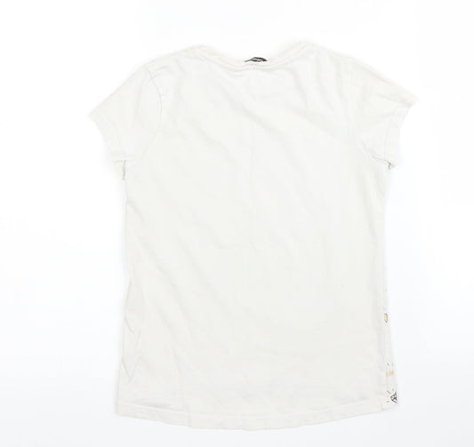 George Girls White Cotton Basic T-Shirt Size 7 Years Round Neck