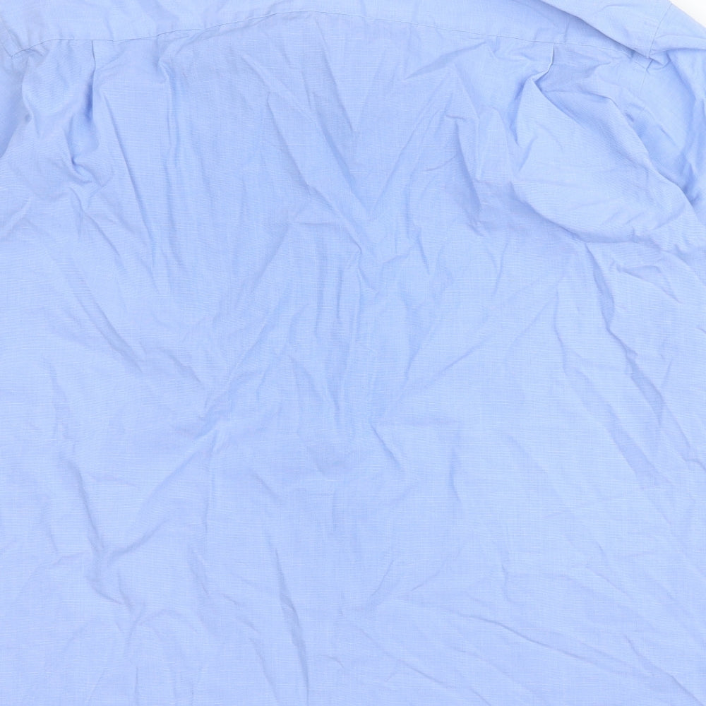 Royal Class Mens Blue Cotton Button-Up Size L Collared Button