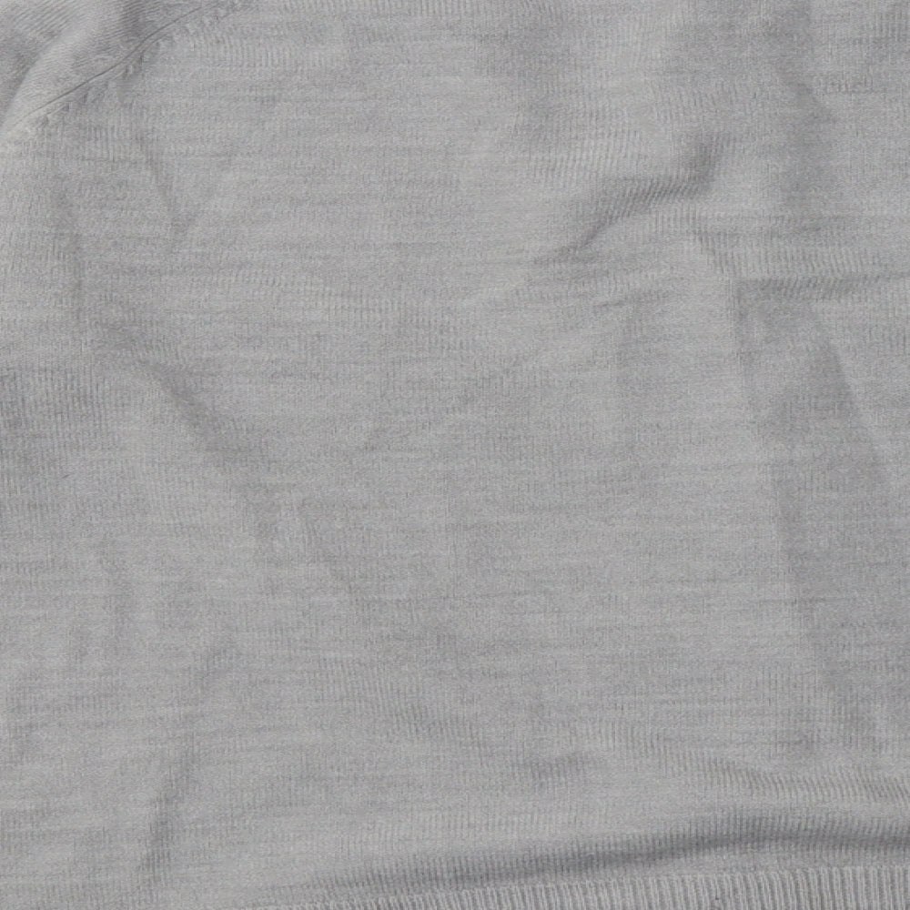 Brand and care label for Classics women’s grey crew neck acrylic cardigan jumper, size M, - soft touch