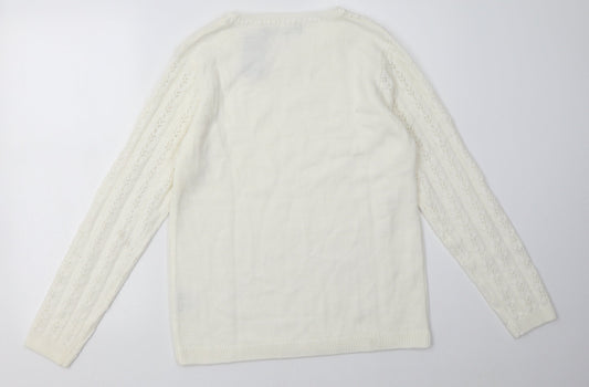 Womens UK Size S EWM White Pullover Sweatshirt