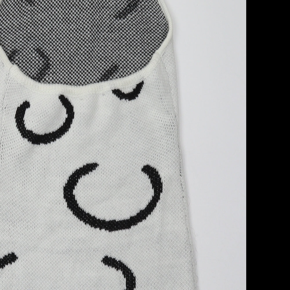 SheIn Womens White Geometric Acrylic Bodycon Size M Crew Neck Pullover