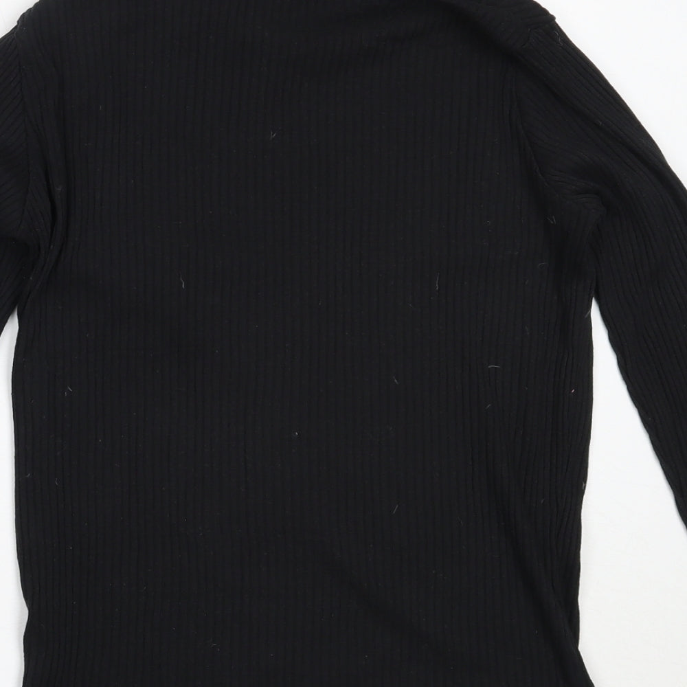 Avenue Womens Black High Neck Polyester Pullover Jumper Size 12