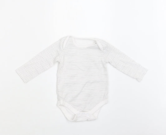 TU Baby White Striped Cotton Romper One-Piece Size 9-12 Months Snap