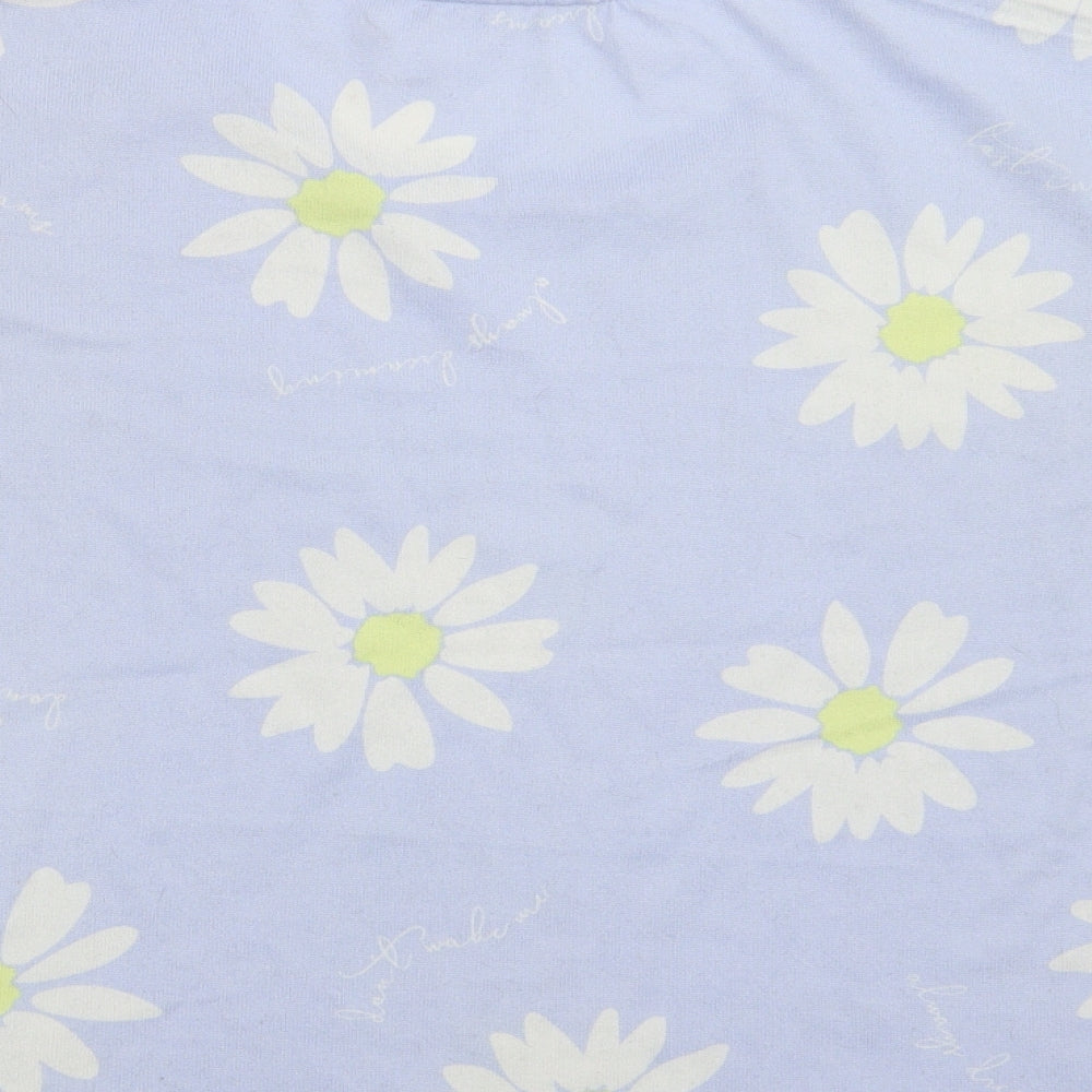 Brand and care label for George women’s blue floral polyester top pyjama top, size UK 10