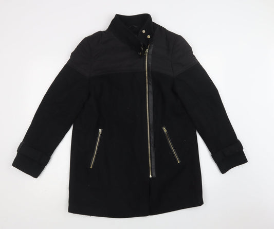 Womens UK Size 12 George Black Biker Coat