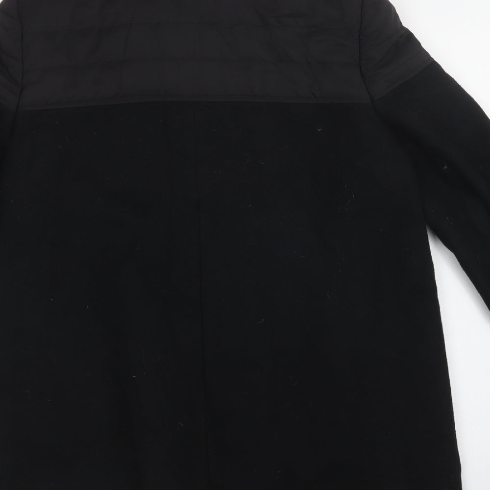 Brand and care label for George women’s black biker coat, size UK 12, zip