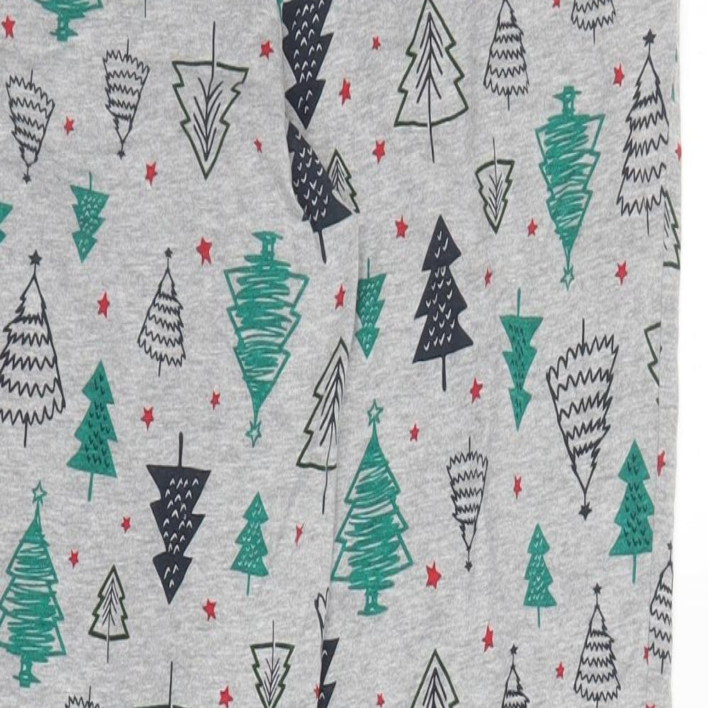 Preworn Womens Grey Solid Viscose Chemise Pyjama Pants Size S - Christmas