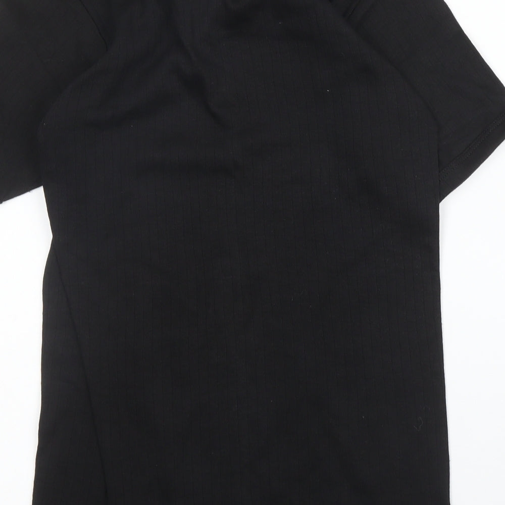 Thermo Ultra Womens Black Cotton Basic T-Shirt Size S Round Neck