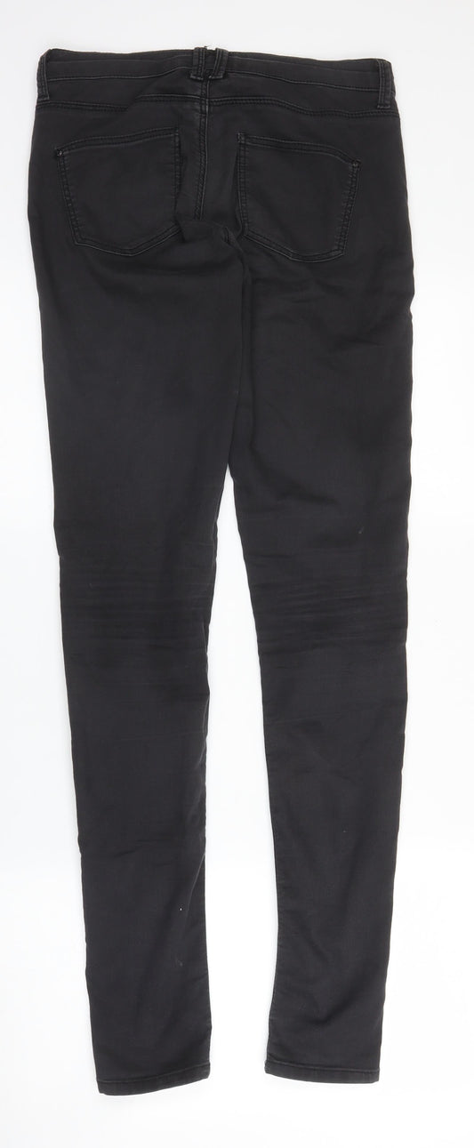 Topshop Womens Black Cotton Skinny Jeans Size 28 in L32 in Regular Zip