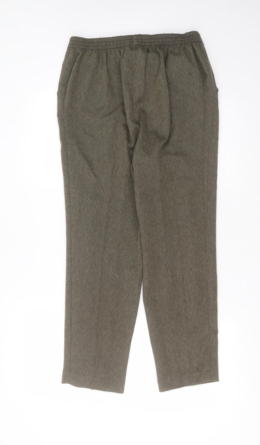 BM Womens Green Herringbone Polyester Trousers Size 12 L25 in Regular
