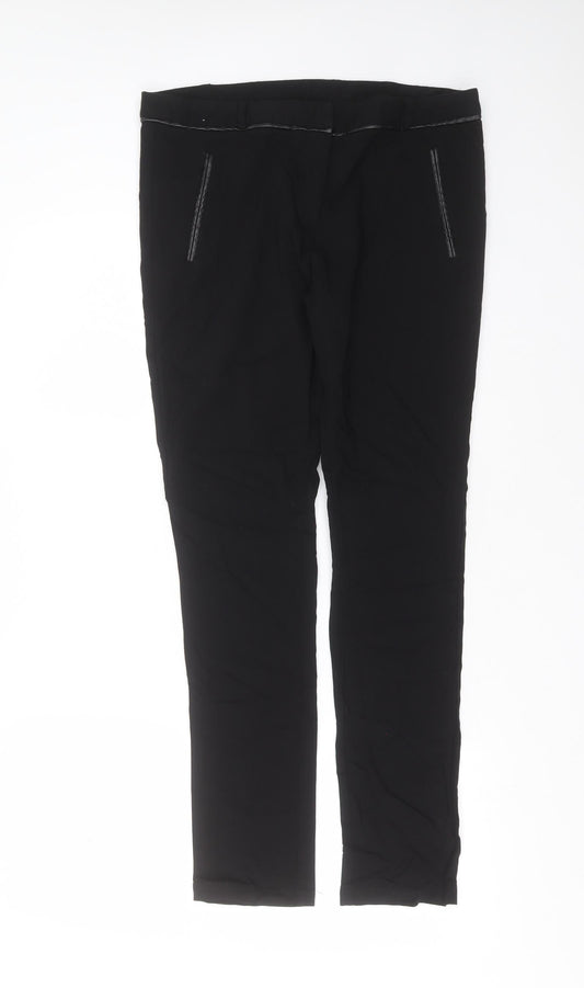 Dorothy Perkins Womens Black Viscose Trousers Size 14 L29 in Slim