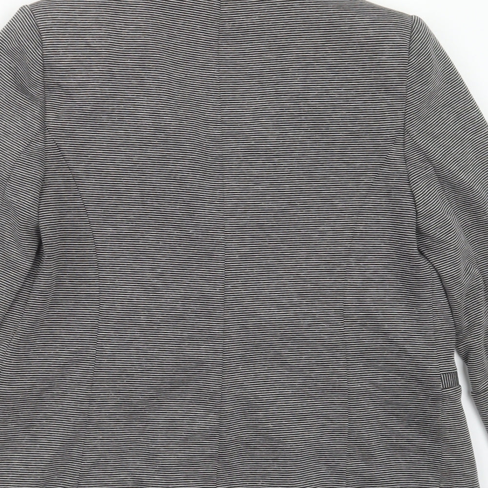 Principles Womens Grey Striped Viscose Jacket Blazer Size 10