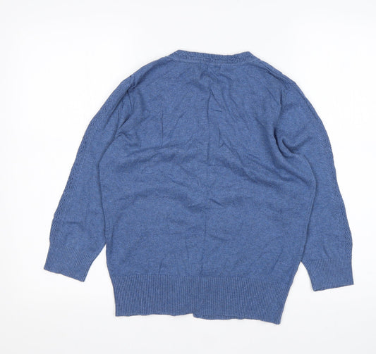 RJR.John Rocha Womens Blue Round Neck Cardigan Jumper Size 10