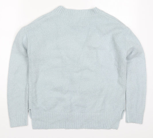 NEXT Womens Blue V-Neck Acrylic Pullover Jumper Size 8