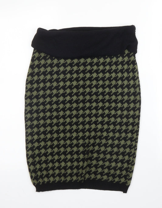 Takara Womens Green Houndstooth Acrylic Bandage Skirt Size M