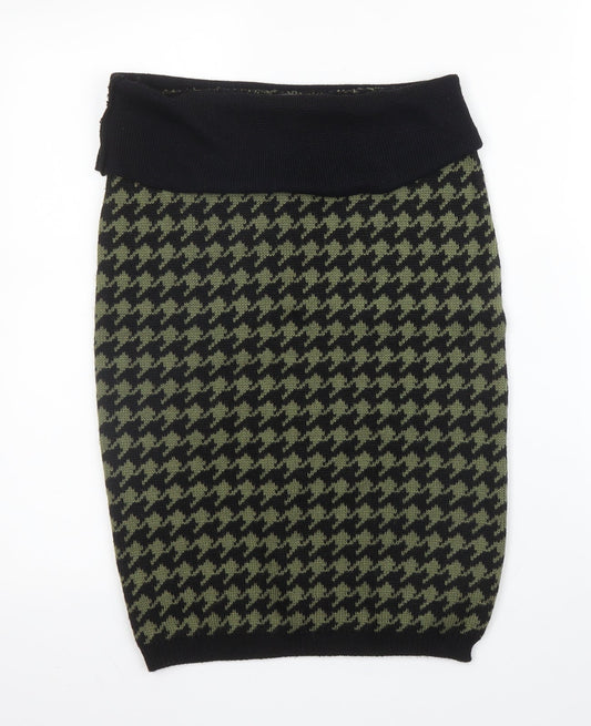 Takara Womens Green Houndstooth Acrylic Bandage Skirt Size M