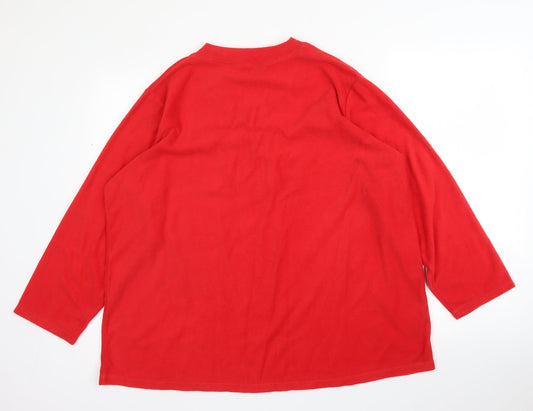 EWM Womens Red Polyester Basic Blouse Size XL V-Neck