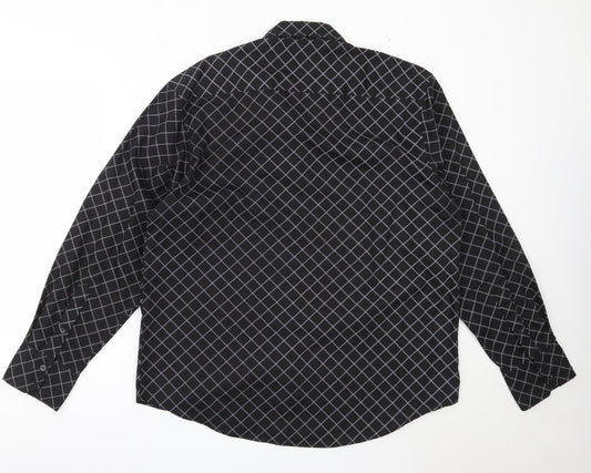 Mens UK Size XL Freeport Black Button-Up Long Sleeve Casual Shirt