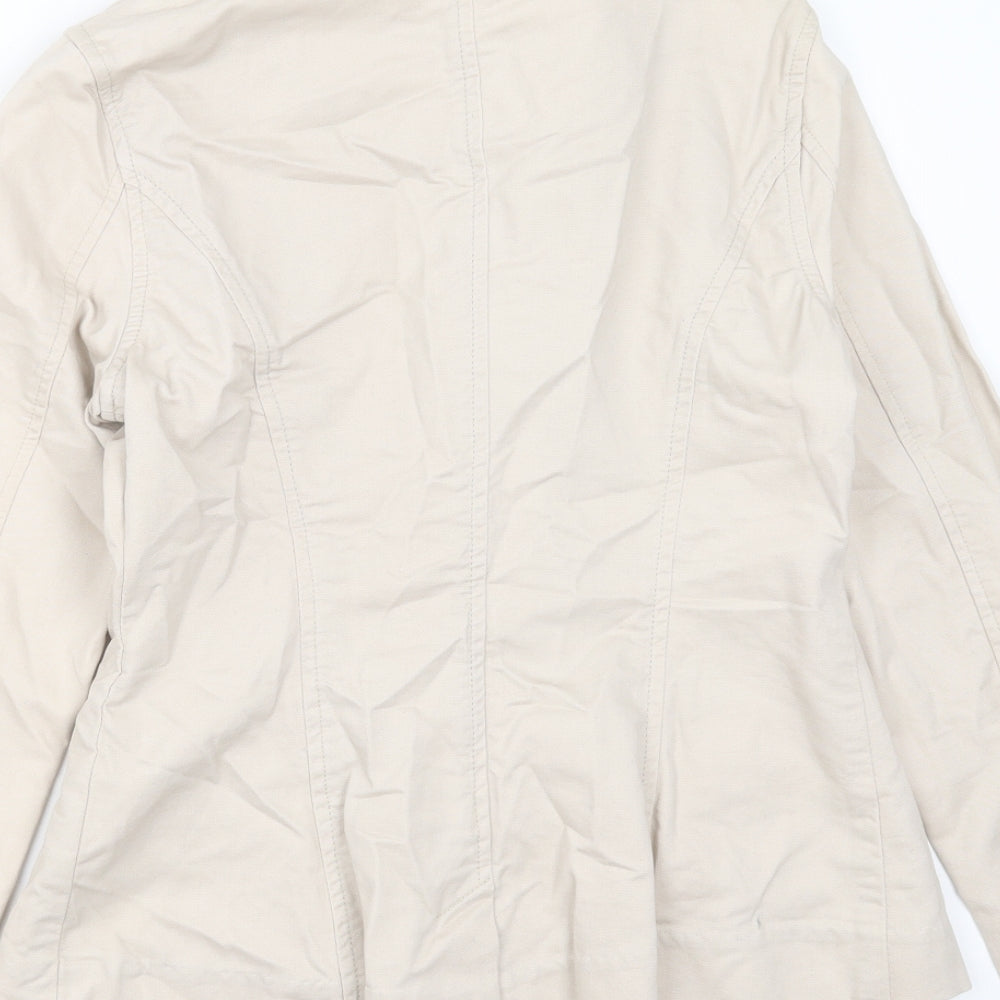 Brand and care label for Maine New England women’s beige jacket, size UK 10, button