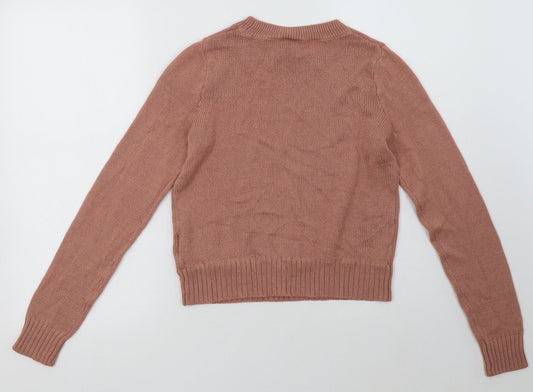 H&M Womens Pink Acrylic Pullover Sweatshirt Size S Pullover - Cropped