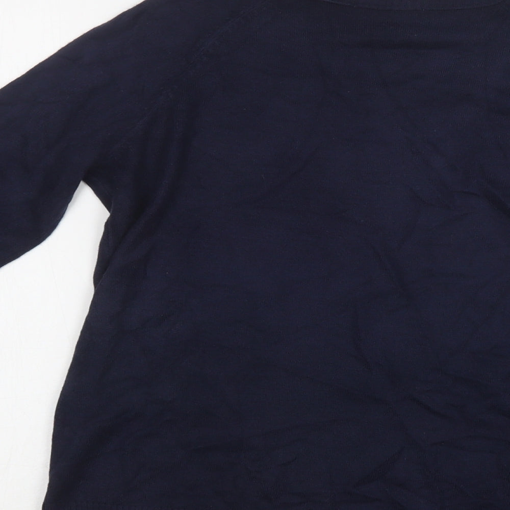 TU Womens Blue Round Neck Acrylic Pullover Jumper Size 10