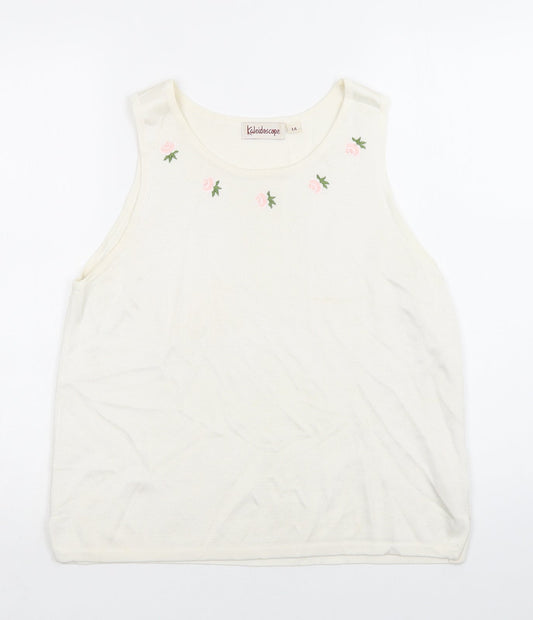Womens UK Size 14 Kaleidoscope Ivory Basic Blouse