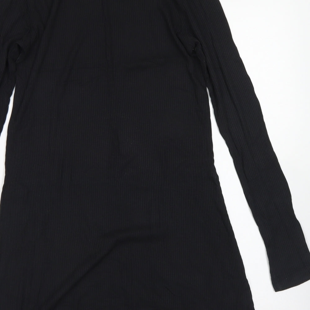 Divided Womens Black Viscose Fit & Flare Size M Mock Neck