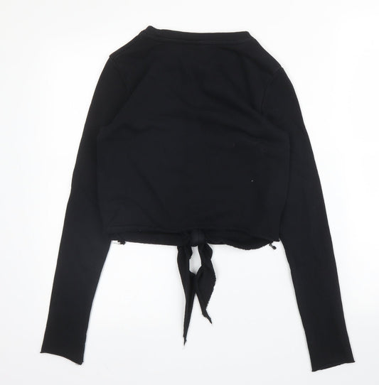 H&M Womens Black Round Neck Cotton Pullover Jumper Size XS