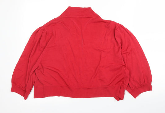 Womens UK Size XL Planet Red Cardigan Jumper