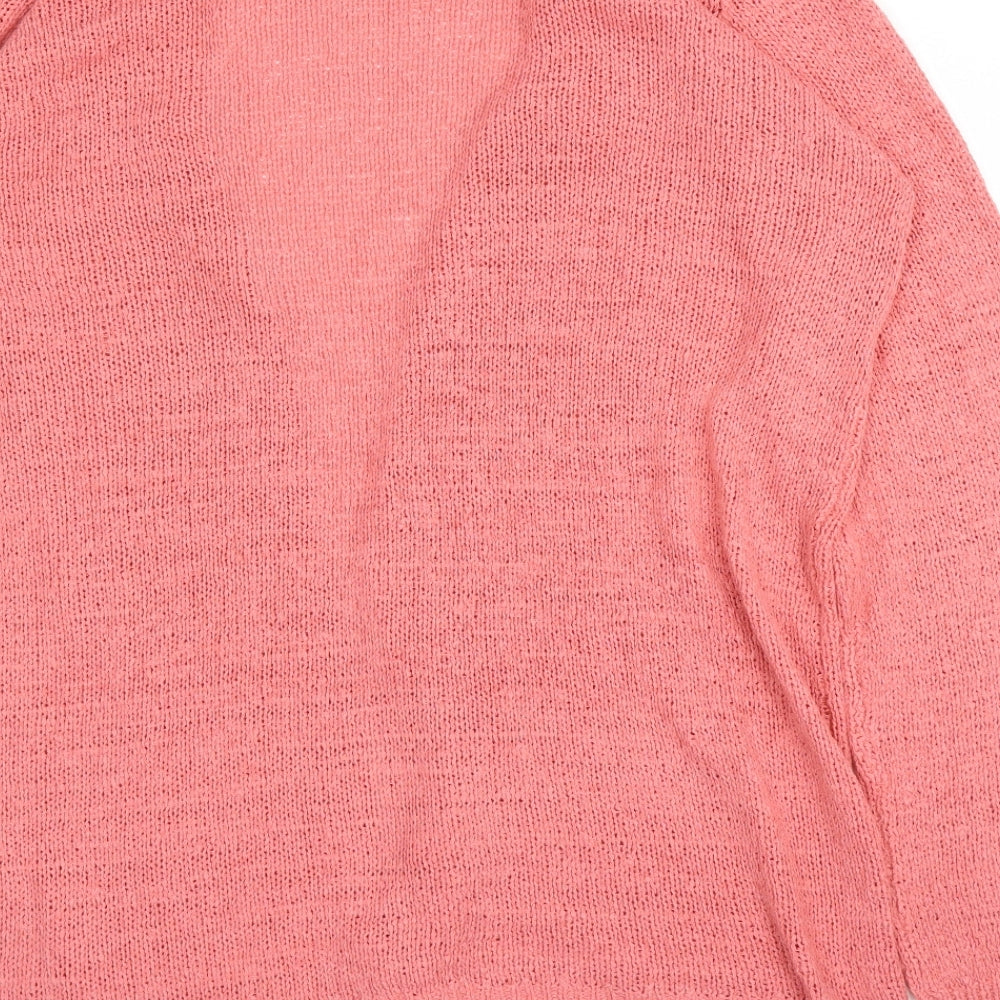 ESMARA Womens Pink V-Neck Acrylic Cardigan Jumper Size 16