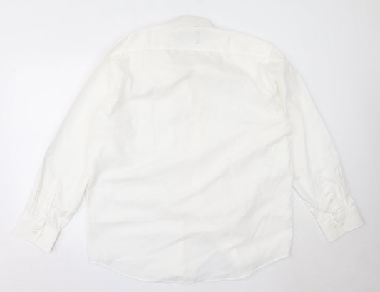 Mens UK Size 17 Hutson Harbour White Button-Up Long Sleeve Casual Shirt