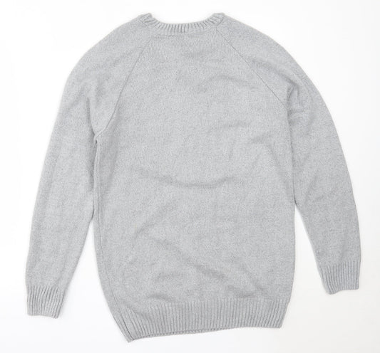 River Island Mens Grey Round Neck Acrylic Pullover Jumper Size M