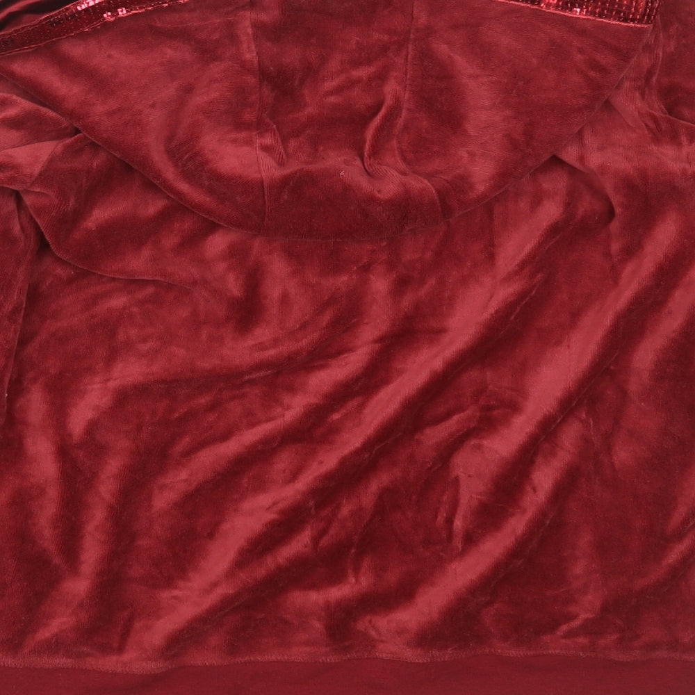 ESMARA Womens Red Polyester Full Zip Hoodie Size M Zip - sequins