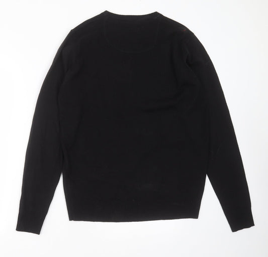 INDUSTRIALIZE Mens Black Round Neck Acrylic Pullover Jumper Size L