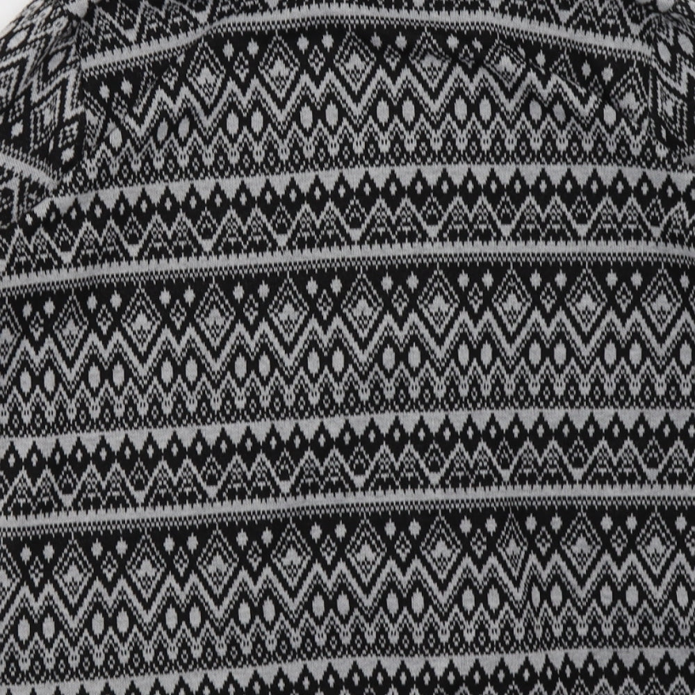 Primark Womens Grey V-Neck Geometric Polyester Cardigan Jumper Size 12