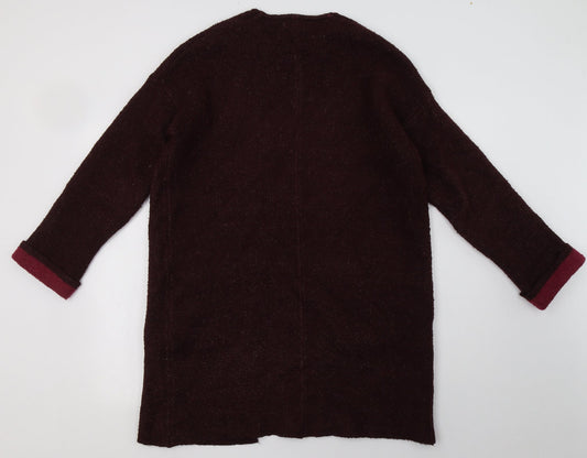 F&F Womens Red Crew Neck Acrylic Cardigan Jumper Size S