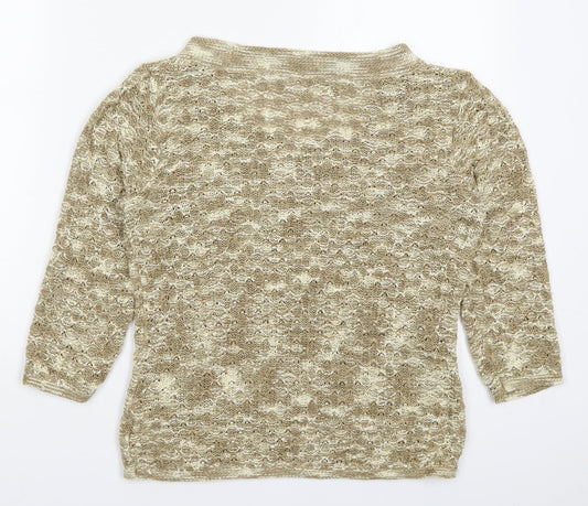 Liz Claiborne Womens Beige Round Neck Acrylic Pullover Jumper Size M