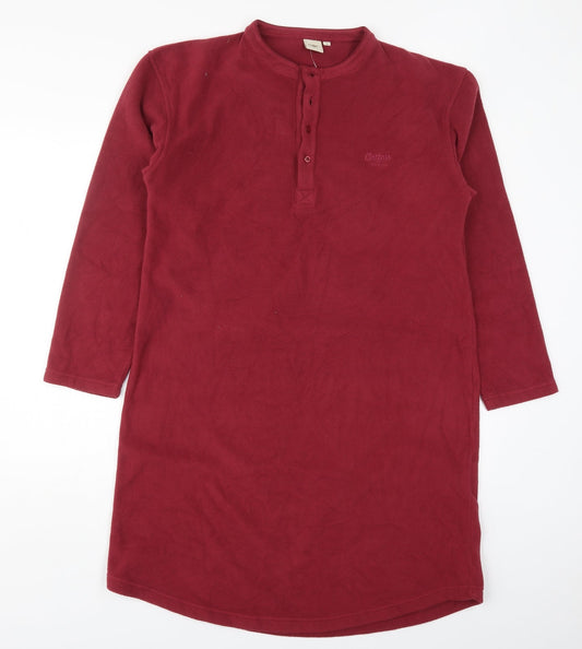 Additional front view of Cotton Traders women’s red polyester t-shirt dress, size S, henley pullover
