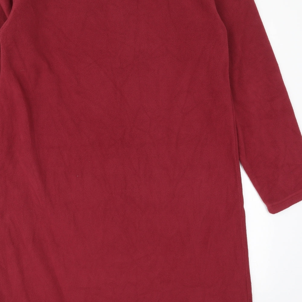 Cotton Traders Womens Red Polyester T-Shirt Dress Size S Henley Pullover