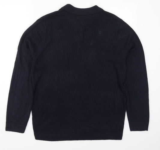 Matalan Mens Blue Collared Acrylic Pullover Jumper Size L