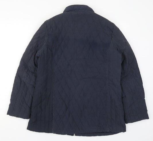 BHS Womens Blue Quilted Coat Size 14 Zip