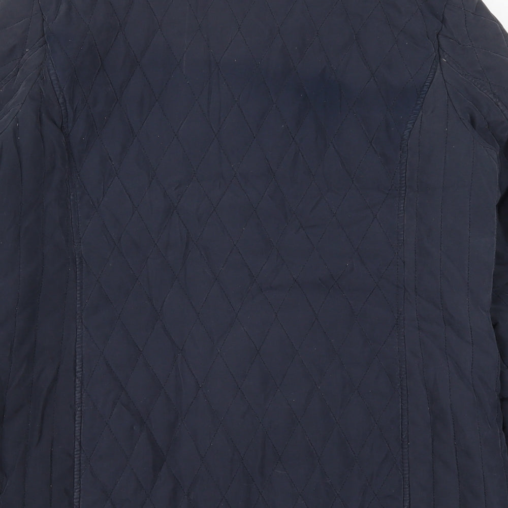 BHS Womens Blue Quilted Coat Size 14 Zip