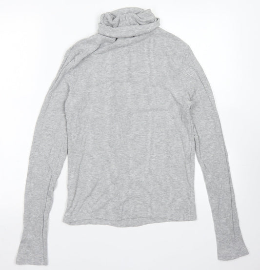 Divided Womens Grey Viscose Basic T-Shirt Size M Roll Neck