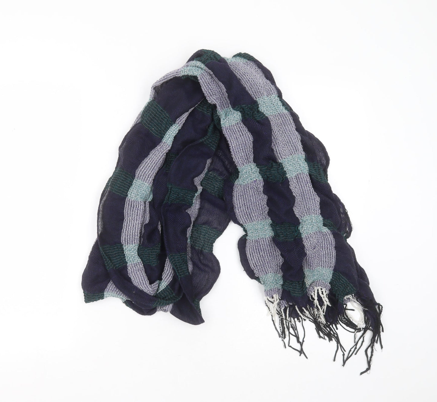 Preworn Womens Blue Check Polyester Scarf