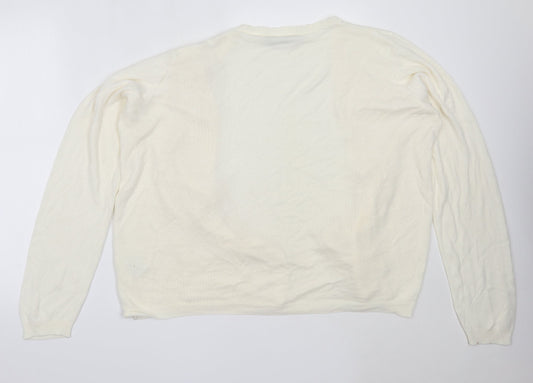 Womens UK Size L EWM Ivory Cardigan Jumper