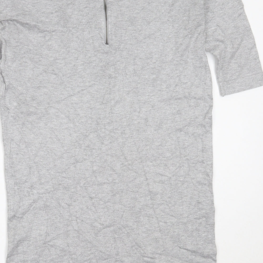 Brand and care label for Vera Moda women’s grey viscose jumper dress, size M, round neck