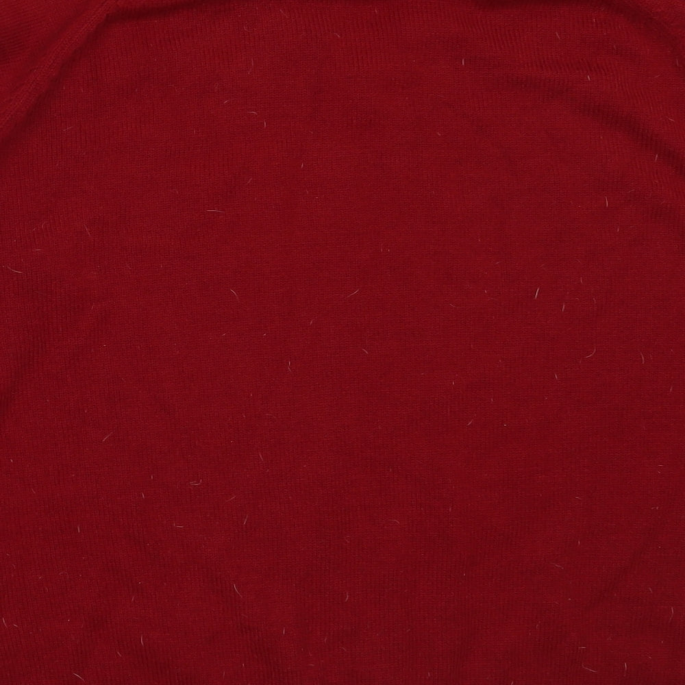 South Bay Mens Red V-Neck Acrylic Pullover Jumper Size M