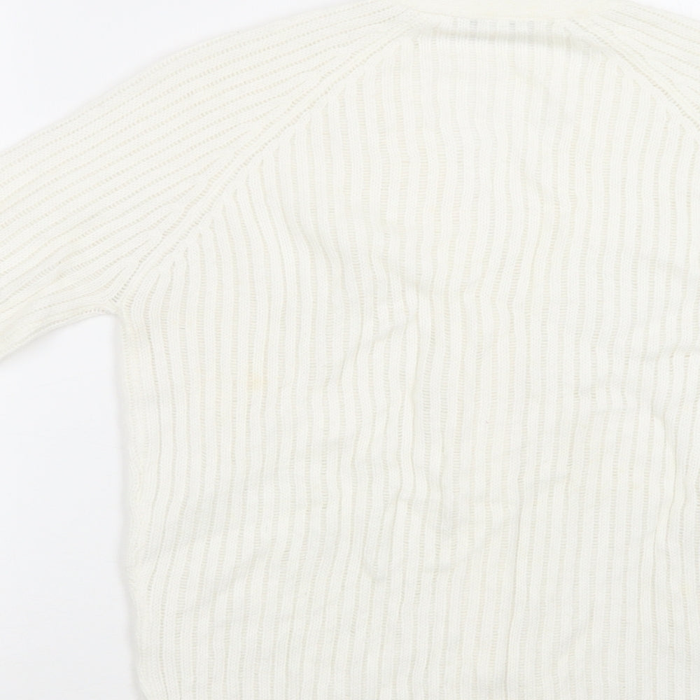 Morley Womens Ivory V-Neck Acrylic Cardigan Jumper Size 10