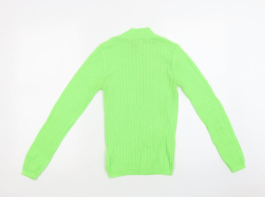 Primark Womens Green Mock Neck Polyester Pullover Jumper Size XS